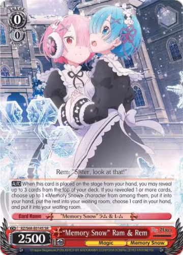 "Memory Snow" Ram & Rem (SR) (RZ/S68-E014S SR), ZERO Memory Snow — Weiß Schwarz card price