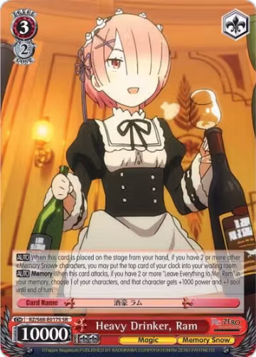 Heavy Drinker, Ram (SR) (RZ/S68-E017S SR), ZERO Memory Snow — Weiß Schwarz card price