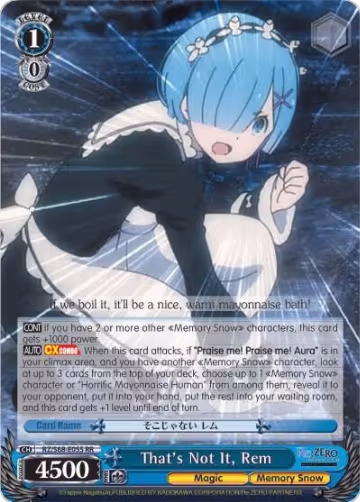 That's Not It, Rem (RZ/S68-E055 RR), ZERO Memory Snow — Weiß Schwarz card price