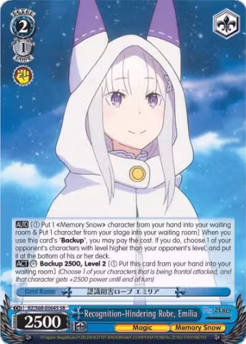 Recognition-Hindering Robe, Emilia (SR) (RZ/S68-E064S SR), ZERO Memory Snow — Weiß Schwarz card price