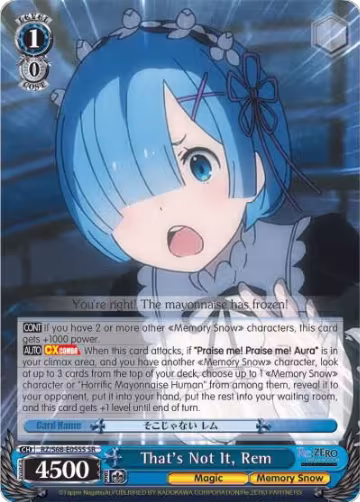 That's Not It, Rem (SR) (RZ/S68-E055S SR), ZERO Memory Snow — Weiß Schwarz card price