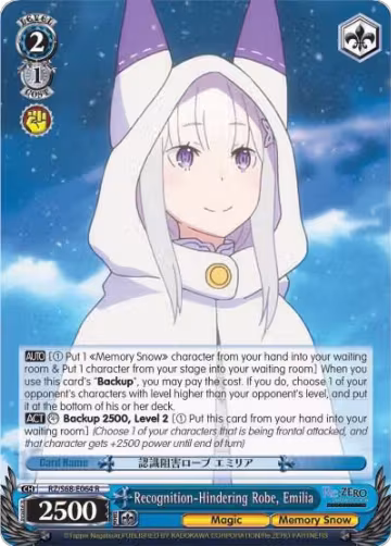Recognition-Hindering Robe, Emilia (RZ/S68-E064 R), ZERO Memory Snow — Weiß Schwarz card price