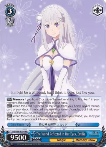The World Reflected in Her Eyes, Emilia (RZ/S68-E056 RR), ZERO Memory Snow — Weiß Schwarz card price
