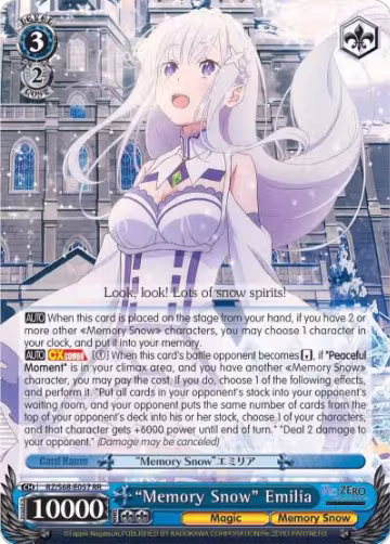 "Memory Snow" Emilia (RZ/S68-E057 RR), ZERO Memory Snow — Weiß Schwarz card price