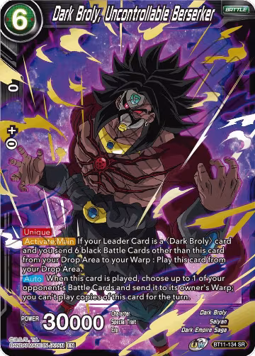 Dark Broly, Uncontrollable Berserker (BT11-134), Vermilion Bloodline — DB Super card price