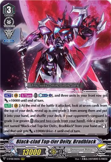 Black-clad Top-tier Deity, Bradblack (V-BT08/012EN RRR), V-BT08: Silverdust Blaze — Vanguard card price