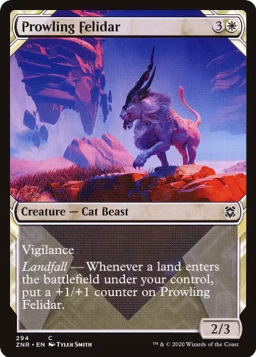 Prowling Felidar (Showcase) (294), Zendikar Rising — Magic card price