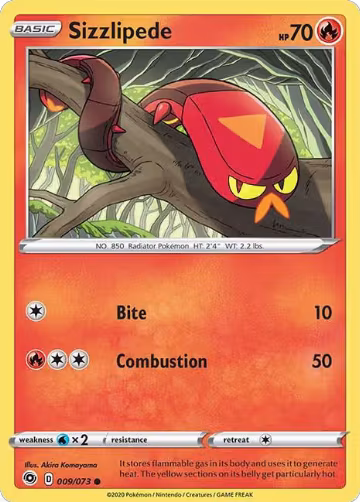Sizzlipede (09/73), Champion's Path — Pokémon card price