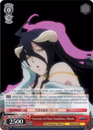 Overseer of Floor Guardians, Albedo (RRR) (OVL/S62-TE12R RRR), Nazarick: Tomb of the Undead — Weiß Schwarz card price