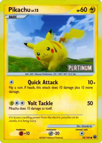 Pikachu - 70/100 [Platinum] (070/100) — card price