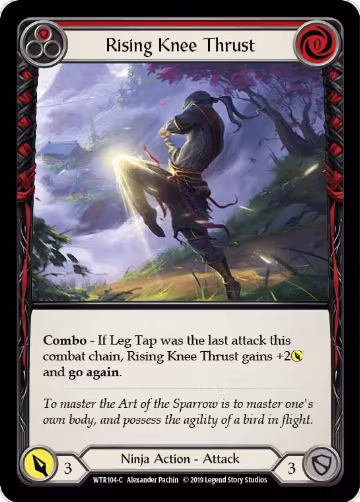 Rising Knee Thrust (Red) (WTR104), Welcome to Rathe — Flesh & Blood card price