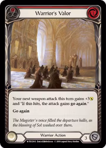 Warrior's Valor (Red) (WTR129), Welcome to Rathe — Flesh & Blood card price