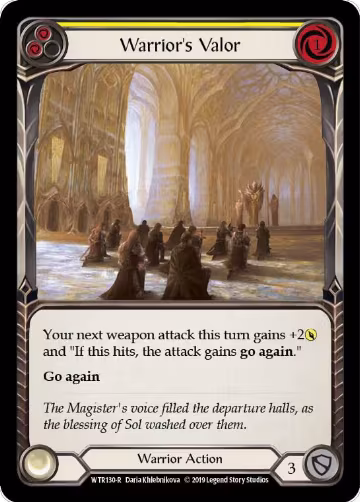 Warrior's Valor (Yellow) (WTR130), Welcome to Rathe — Flesh & Blood card price