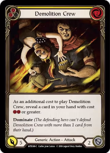 Demolition Crew (Yellow) (WTR180), Welcome to Rathe — Flesh & Blood card price