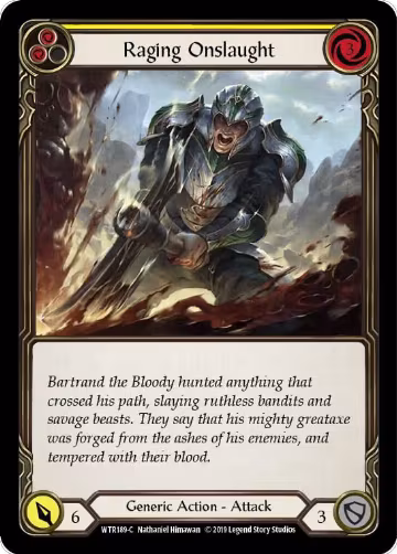 Raging Onslaught (Yellow) (WTR189), Welcome to Rathe — Flesh & Blood card price