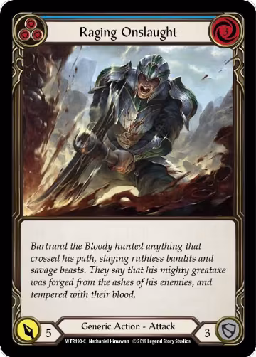 Raging Onslaught (Blue) (WTR190), Welcome to Rathe — Flesh & Blood card price