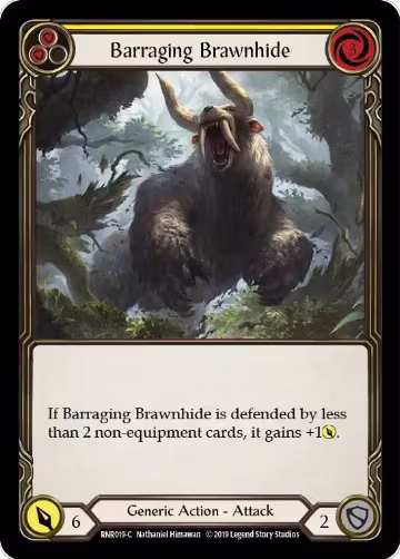 Barraging Brawnhide (Yellow) (RNR019), Hero Deck: Rhinar — Flesh & Blood card price