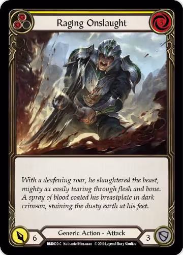 Raging Onslaught (Yellow) (RNR020), Hero Deck: Rhinar — Flesh & Blood card price