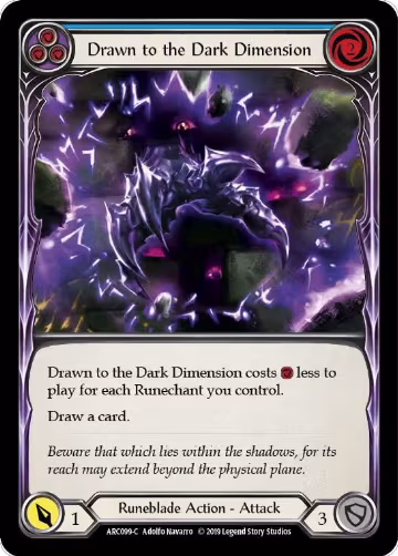 Drawn to the Dark Dimension (Blue) (ARC099), Arcane Rising — Flesh & Blood card price