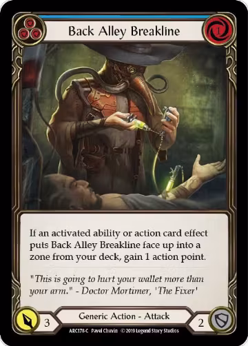 Back Alley Breakline (Blue) (ARC178), Arcane Rising — Flesh & Blood card price