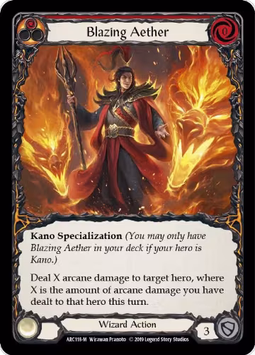 Blazing Aether (ARC118), Arcane Rising — Flesh & Blood card price