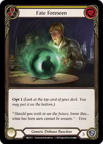 Fate Foreseen (Yellow) (ARC201), Arcane Rising — Flesh & Blood card price