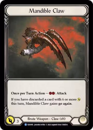 Mandible Claw (Reverse) (CRU005), Crucible of War — Flesh & Blood card price