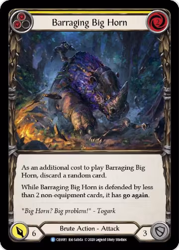Barraging Big Horn (Yellow) (CRU011), Crucible of War — Flesh & Blood card price