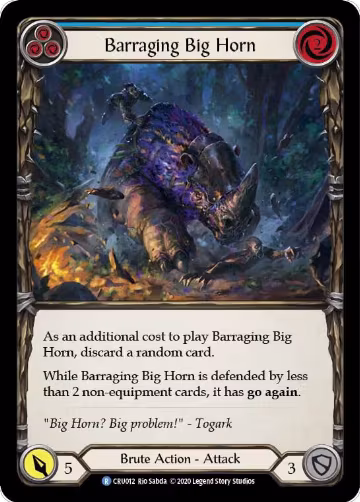 Barraging Big Horn (Blue) (CRU012), Crucible of War — Flesh & Blood card price