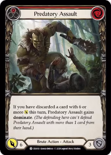Predatory Assault (Red) (CRU013), Crucible of War — Flesh & Blood card price