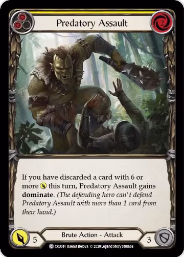 Predatory Assault (Yellow) (CRU014), Crucible of War — Flesh & Blood card price
