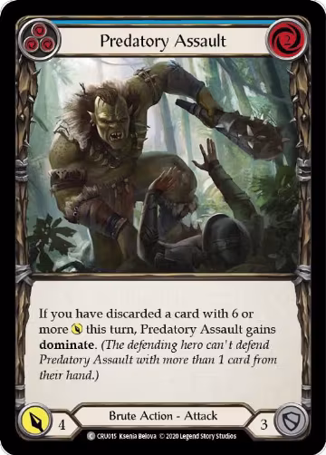 Predatory Assault (Blue) (CRU015), Crucible of War — Flesh & Blood card price