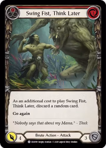 Swing Fist, Think Later (Red) (CRU019), Crucible of War — Flesh & Blood card price