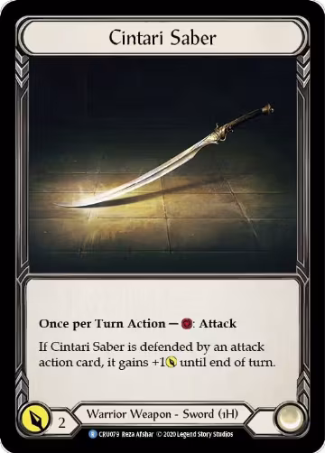 Cintari Saber (CRU079), Crucible of War — Flesh & Blood card price