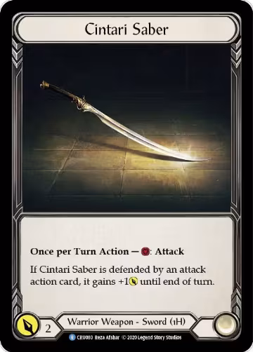 Cintari Saber (Reverse) (CRU080), Crucible of War — Flesh & Blood card price