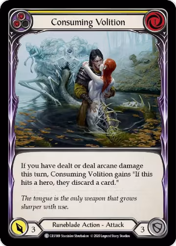Consuming Volition (Yellow) (CRU149), Crucible of War — Flesh & Blood card price
