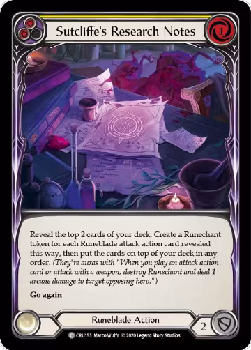 Sutcliffe's Research Notes (Yellow) (CRU155), Crucible of War — Flesh & Blood card price