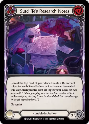 Sutcliffe's Research Notes (Blue) (CRU156), Crucible of War — Flesh & Blood card price