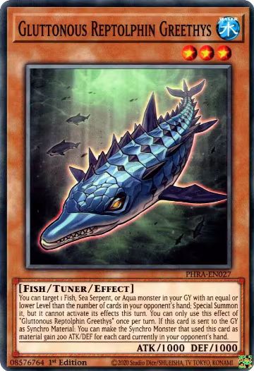 Gluttonous Reptolphin Greethys (PHRA-EN027), Phantom Rage — Yu-Gi-Oh! card price