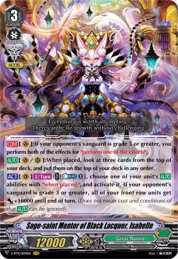 Sage-saint Mentor of Black Lacquer, Isabelle (V-BT11/004EN), V-BT11: Storm of the Blue Cavalry — Vanguard card price