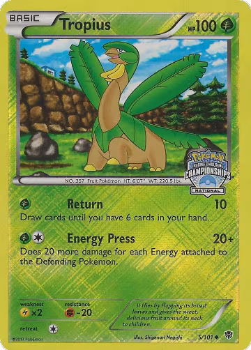 Tropius - 5/101 (National Championships) (005/101), League & Championship Cards — Pokémon card price