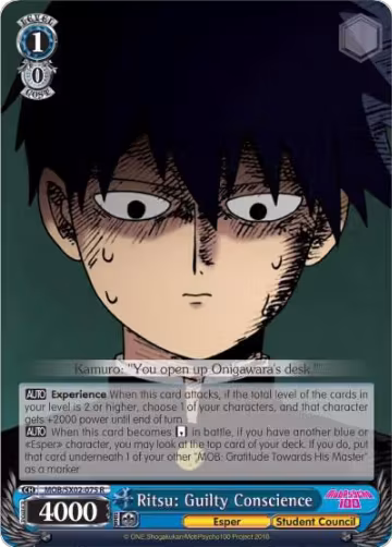 Ritsu: Guilty Conscience (MOB/SX02-075 R), Mob Psycho 100 — Weiß Schwarz card price
