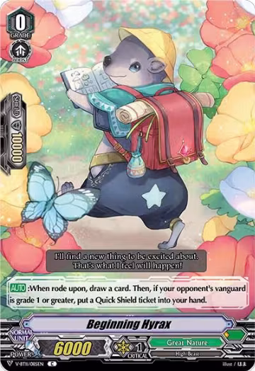 Beginning Hyrax (V-BT11/085EN), V-BT11: Storm of the Blue Cavalry — Vanguard card price