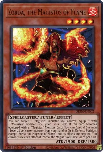 Zoroa, the Magistus of Flame (GEIM-EN002), Genesis Impact — Yu-Gi-Oh! card price