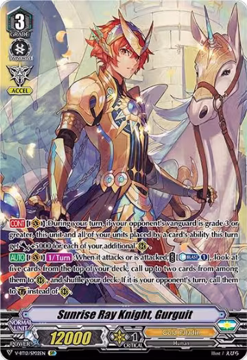 Sunrise Ray Knight, Gurguit (SP) (V-BT12/SP02EN), V-BT12: Divine Lightning Radiance — Vanguard card price