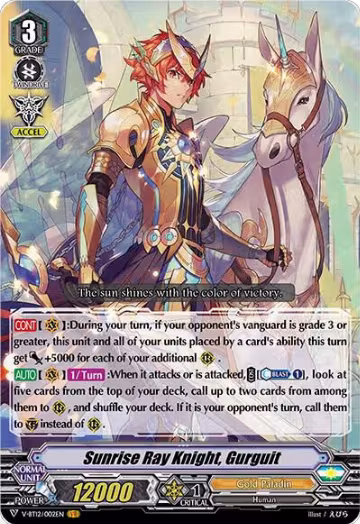 Sunrise Ray Knight, Gurguit (V-BT12/002EN), V-BT12: Divine Lightning Radiance — Vanguard card price