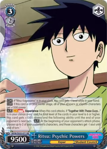 Ritsu: Psychic Powers (MOB/SX02-071 RR), Mob Psycho 100 — Weiß Schwarz card price