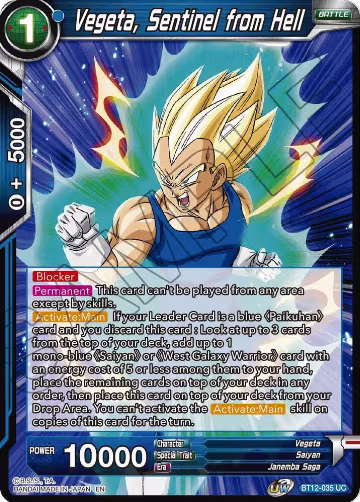 Vegeta, Sentinel from Hell (BT12-035), Vicious Rejuvenation — DB Super card price