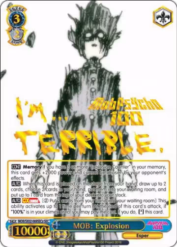 MOB: Explosion (A) (SEC) (MOB/SX02-069SECa SEC), Mob Psycho 100 — Weiß Schwarz card price