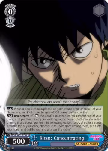 Ritsu: Concentrating (SR) (MOB/SX02-073S SR), Mob Psycho 100 — Weiß Schwarz card price